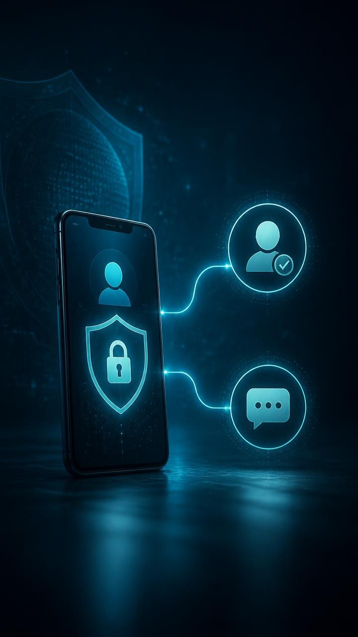 Stylized vertical cybersecurity scene two