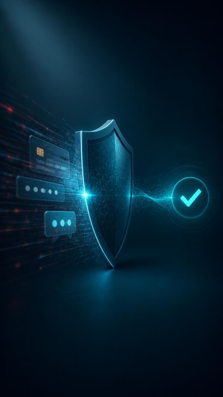 Stylized vertical cybersecurity scene three